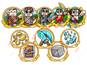 10 Hand-Drawn Character Minecraft Server Icons - ReadyArtShop Woodpunch Graphics