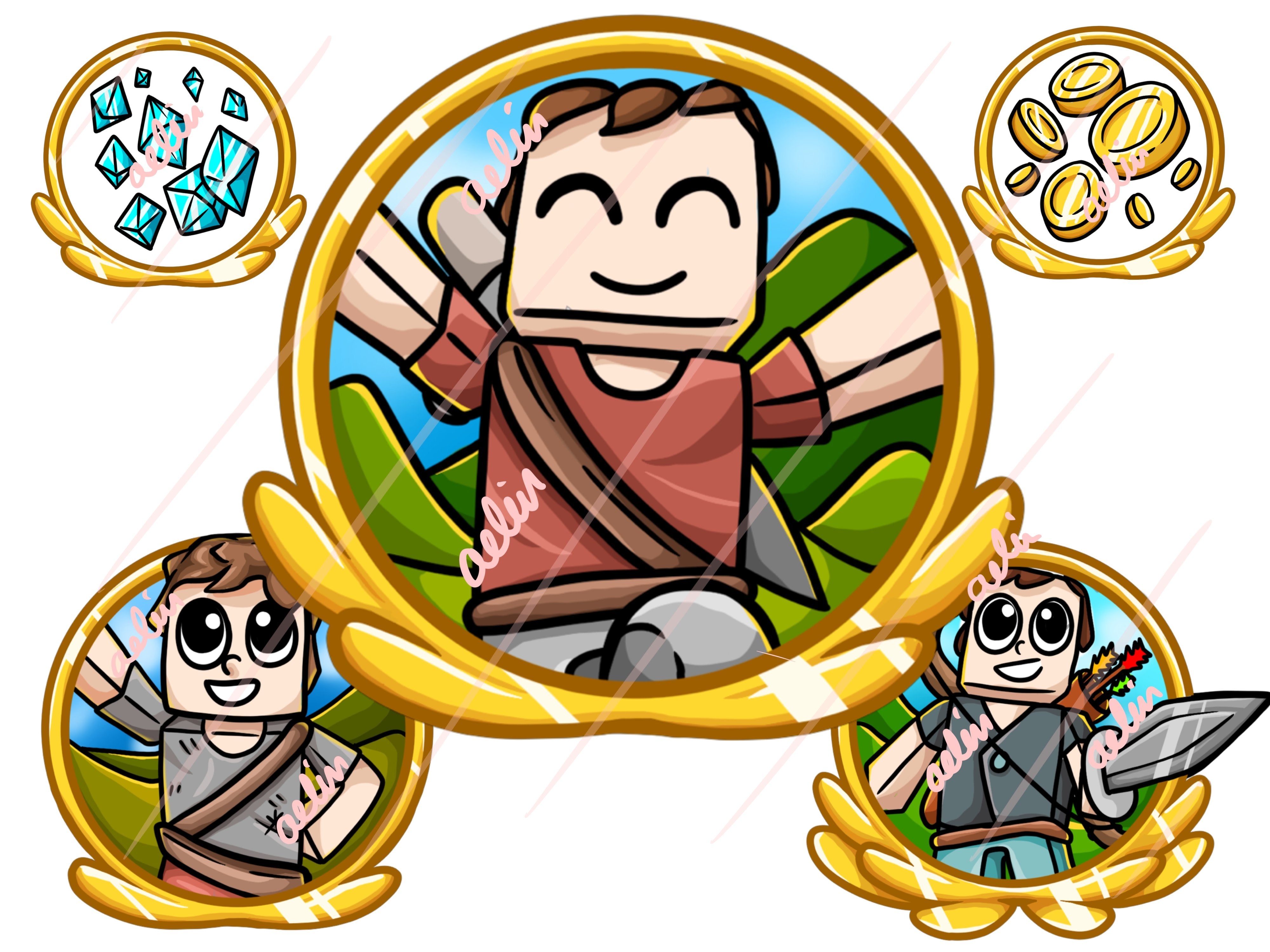 10 Hand-Drawn Character/Item Icons - ReadyArtShop Minecraft Game Art